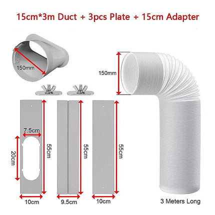 Portable Air Conditioner Window Kit – Exhaust Hose Adaptor Pipe & Slide Plate.