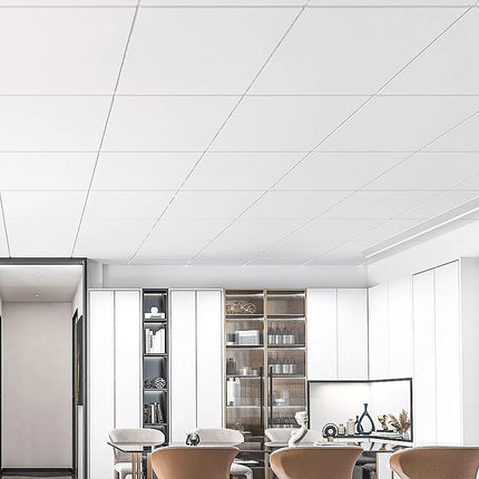 12x Smooth Drop Ceiling Tile 2ft x 2ft PVC Ceiling Panel.