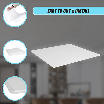 12x Smooth Drop Ceiling Tile 2ft x 2ft PVC Ceiling Panel.