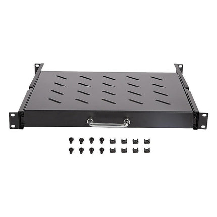 Sliding Rack Server Shelf 1U 19" 4 Post Mount – Adjustable 15" to 22" Rack Tray.