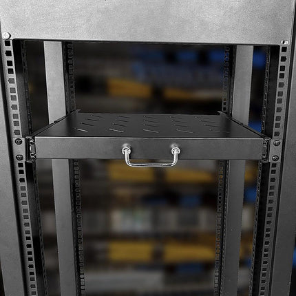 Sliding Rack Server Shelf 1U 19" 4 Post Mount – Adjustable 15" to 22" Rack Tray.
