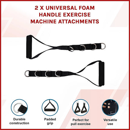 2 x Universal Foam Handle Exercise Machine Attachments.