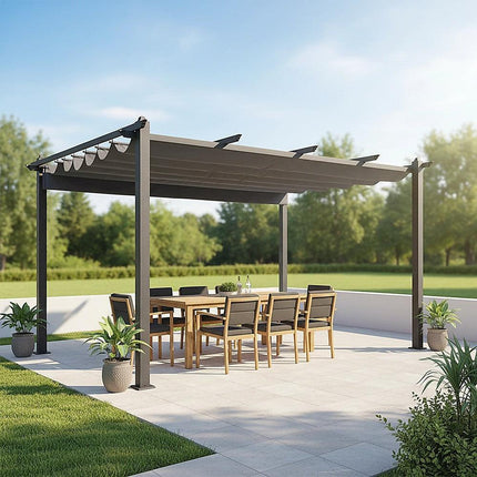 3x4M Aluminium Pergola Marquee with Retractable Roof – Garden Canopy.