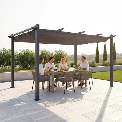 3x4M Aluminium Pergola Marquee with Retractable Roof – Garden Canopy.