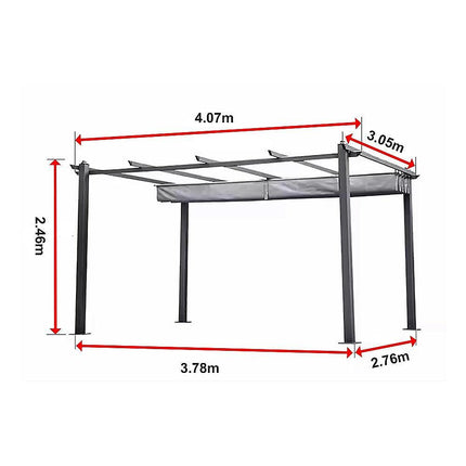 3x4M Aluminium Pergola Marquee with Retractable Roof – Garden Canopy.