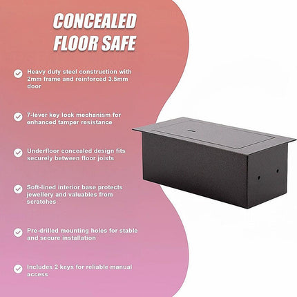 Underfloor Concealed Safe with Key – Heavy Duty Hidden Floor Security Box.