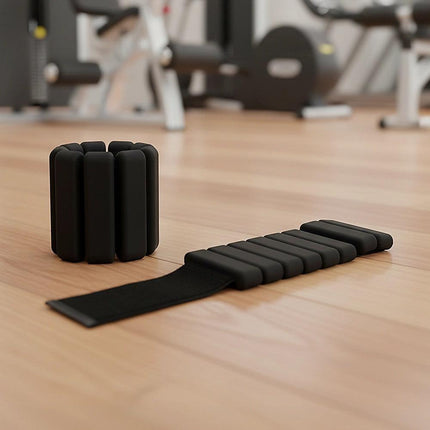 2-Piece Ankle & Wrist Weights – 1kg Pair Adjustable Workout Bangles (Black).