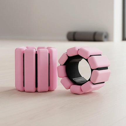 2-Piece Ankle & Wrist Weights – 1kg Pair Adjustable Workout Bangles (Pink).
