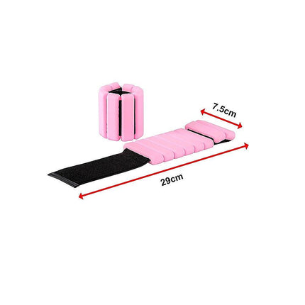 2-Piece Ankle & Wrist Weights – 1kg Pair Adjustable Workout Bangles (Pink).