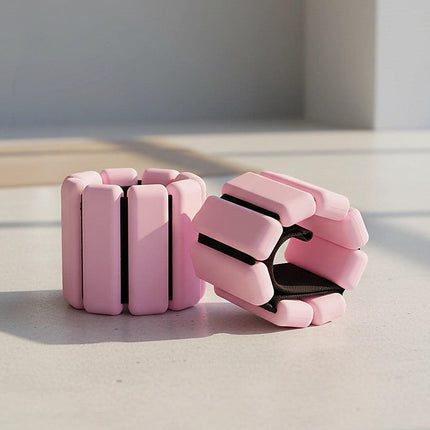 2-Piece Ankle & Wrist Weights – 2kg Pair Adjustable Workout Bangles (Pink).