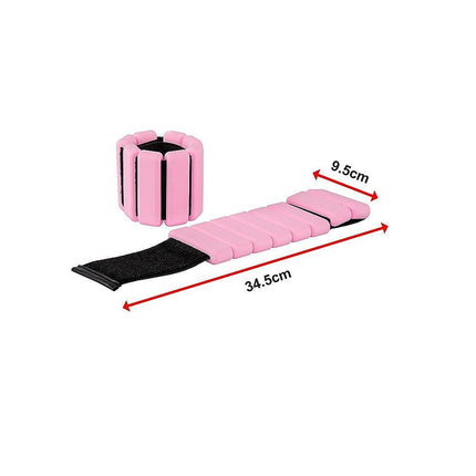 2-Piece Ankle & Wrist Weights – 2kg Pair Adjustable Workout Bangles (Pink).