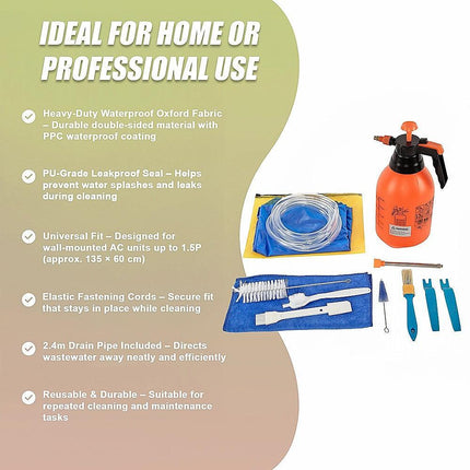 Waterproof AC Cleaning Cover Bag Kit – Leakproof Wash Bag for Wall Units.