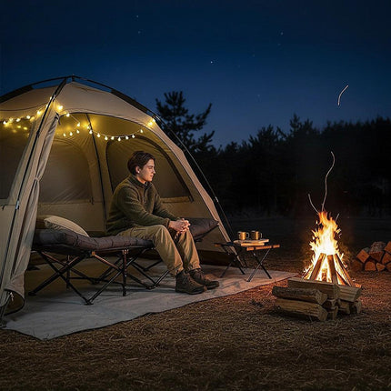 Camping Bed Elevated Cot with Mattress Foldable Outdoor Adult Sleeping.