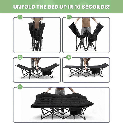 Camping Bed Elevated Cot with Mattress Foldable Outdoor Adult Sleeping.