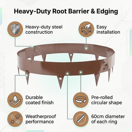 60cm Steel Garden Tree Ring with Spikes – Heavy-Duty Root Barrier & Edging.