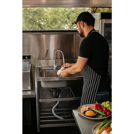 Freestanding Stainless Steel Kitchen Sink 120x50x79cm – Commercial Utility Wash Basin.