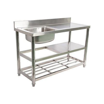 Freestanding Stainless Steel Kitchen Sink 120x50x79cm – Commercial Utility Wash Basin.