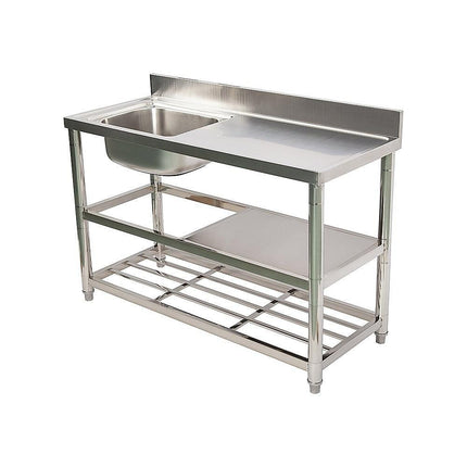 Freestanding Stainless Steel Kitchen Sink 120x50x79cm – Commercial Utility Wash Basin.
