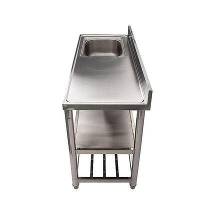 Freestanding Stainless Steel Kitchen Sink 120x50x79cm – Commercial Utility Wash Basin.