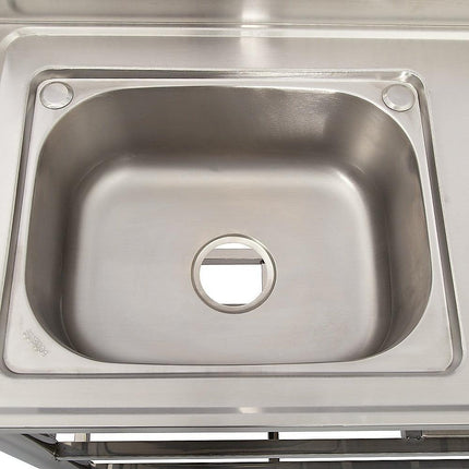 Freestanding Stainless Steel Kitchen Sink 120x50x79cm – Commercial Utility Wash Basin.