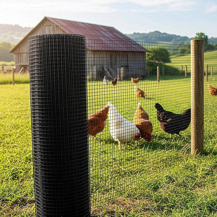 30m Black Chicken Wire Mesh Roll – Heavy Duty Aviary Netting & Garden Fencing for Poultry Enclosures.