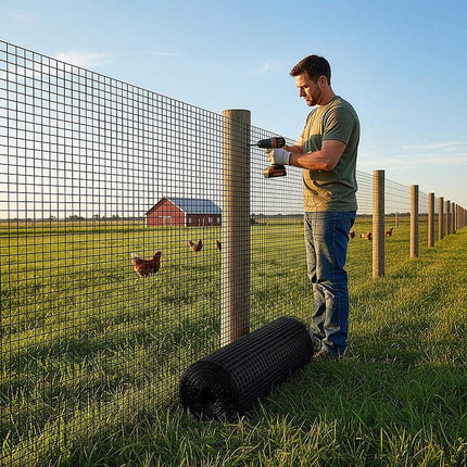 30m Black Chicken Wire Mesh Roll – Heavy Duty Aviary Netting & Garden Fencing for Poultry Enclosures.