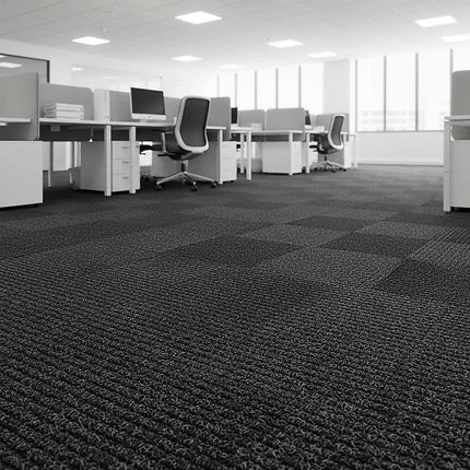 5m² Black Carpet Tiles Set – Commercial & Domestic Flooring for Office, Retail, Home.