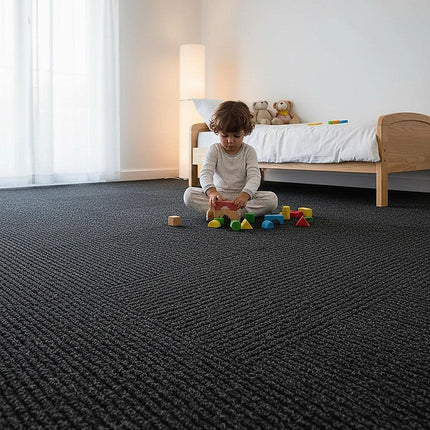 5m² Black Carpet Tiles Set – Commercial & Domestic Flooring for Office, Retail, Home.