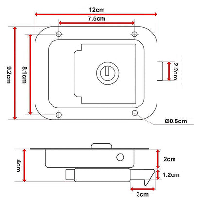 4 x Toolbox Lock Steel Paddle Handles – Heavy Duty Trailer Door Latch Set for Ute & Tool Cabinets.