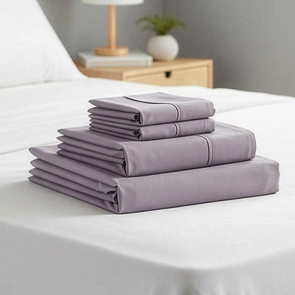 Queen Bed Sheet Set – 1800 Series Microfiber, Deep Pocket, Soft & Breathable, Grey.