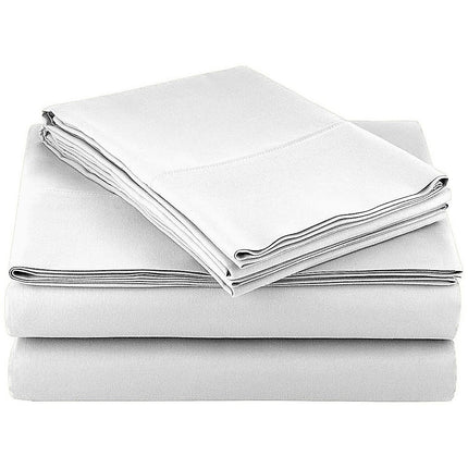 Double Bed Sheet Set – 1800 Series Microfiber, Deep Pocket, Soft & Breathable, White.
