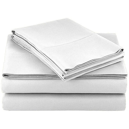 Double Bed Sheet Set – 1800 Series Microfiber, Deep Pocket, Soft & Breathable, White.