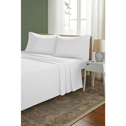 Double Bed Sheet Set – 1800 Series Microfiber, Deep Pocket, Soft & Breathable, White.