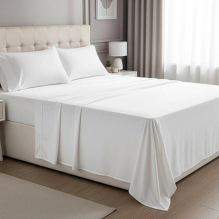 Queen Bed Sheet Set – 1800 Series Microfiber, Deep Pocket, Soft & Breathable, White.