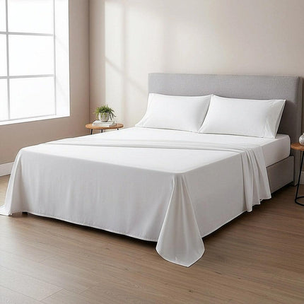 Queen Bed Sheet Set – 1800 Series Microfiber, Deep Pocket, Soft & Breathable, White.