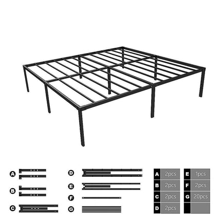 Queen Metal Bed Frame 45cm High – Full Steel Base Platform.