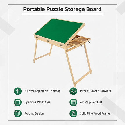 1500-Piece Jigsaw Puzzle Table with Folding Legs – Portable Puzzle Storage Board.
