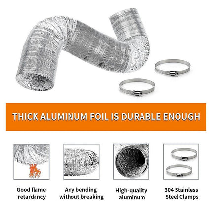 10.5cm x 7.6m Flexible Aluminium Air Duct – Dryer & HVAC Vent Hose.