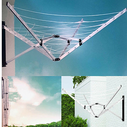26m Folding Dryer for Laundry & Washing - Wall Mounted 5 Arm Clothes Airer.