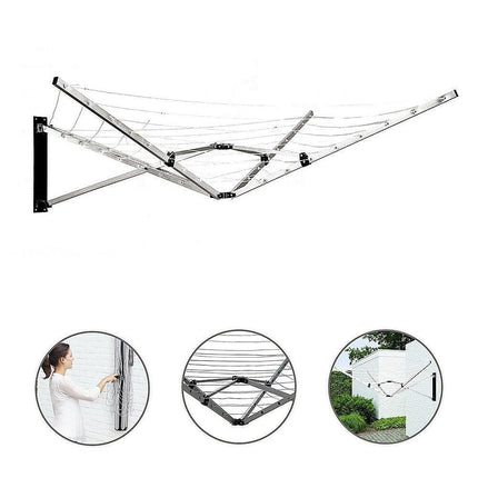 26m Folding Dryer for Laundry & Washing - Wall Mounted 5 Arm Clothes Airer.