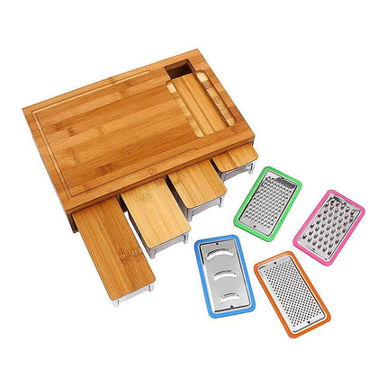 Bamboo Cutting Board Set with Graters & Containers – Food Prep Station.