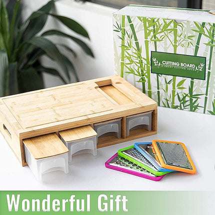 Bamboo Cutting Board Set with Graters & Containers – Food Prep Station.