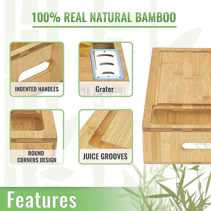 Bamboo Cutting Board Set with Graters & Containers – Food Prep Station.