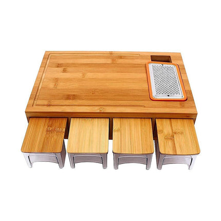 Bamboo Cutting Board Set with Graters & Containers – Food Prep Station.