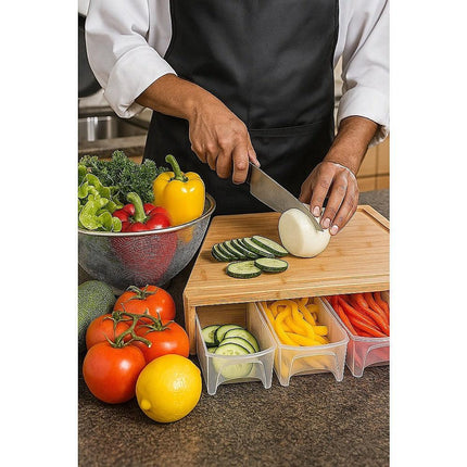 Bamboo Cutting Board Set with Graters & Containers – Food Prep Station.