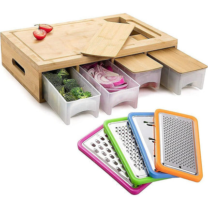 Bamboo Cutting Board Set with Graters & Containers – Food Prep Station.