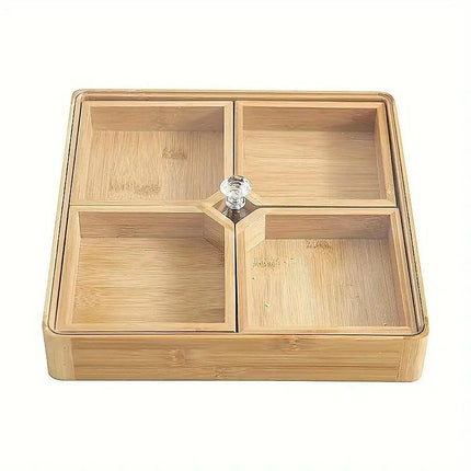Square Bamboo Snack Serving Tray – Eco-Friendly Platter for Fruit, Cheese & Appetisers.