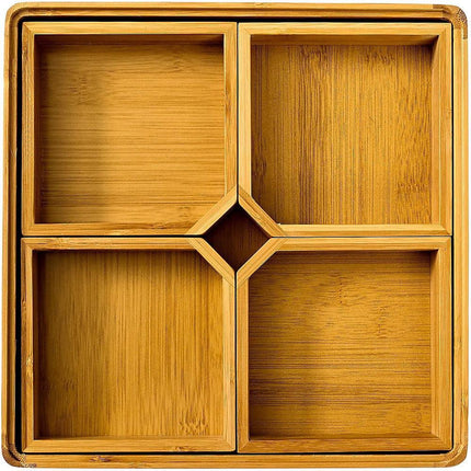 Square Bamboo Snack Serving Tray – Eco-Friendly Platter for Fruit, Cheese & Appetisers.