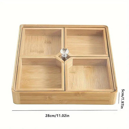 Square Bamboo Snack Serving Tray – Eco-Friendly Platter for Fruit, Cheese & Appetisers.