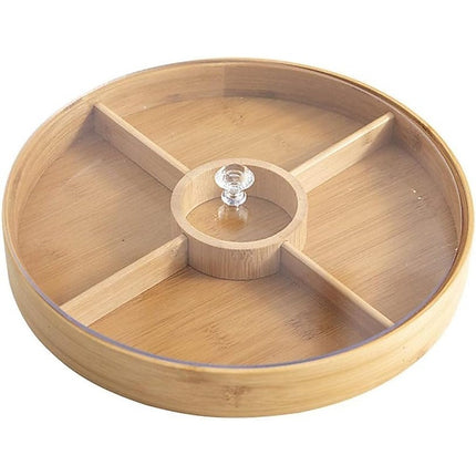 Round Bamboo Snack Serving Tray – Eco-Friendly Platter for Fruit, Cheese & Appetisers.